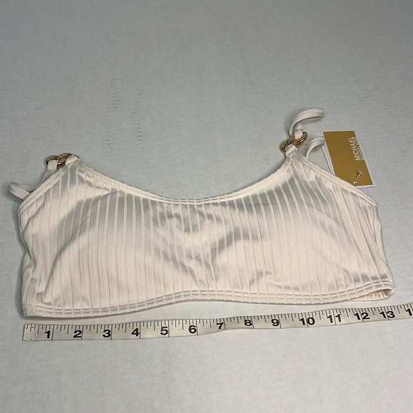 MICHAEL MICHAEL KORS RIBBED CREAM/BEIGE BIKINI MEDIUM - Picture 14 of 16